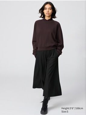 Uniqlo Black Wide-Leg Cropped Culotte Pants NWT